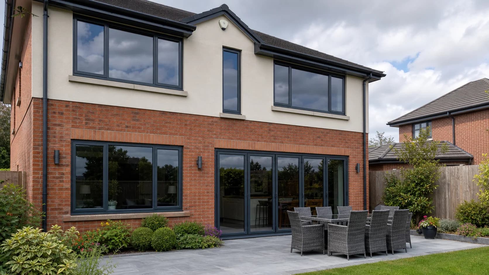 Modern detached home patio glass with solar window film