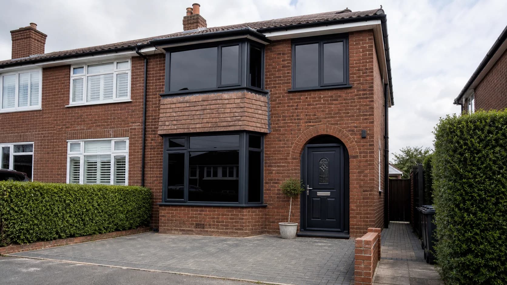 Semi-detached UK home with clean residential window film finish